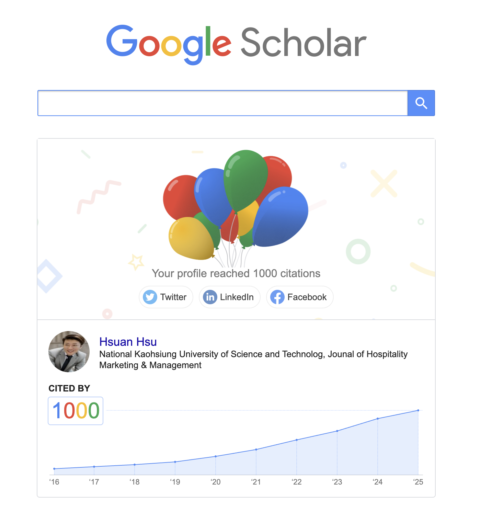 Dr. 許軒 Hsuan Hsu 的發表著作於 Google Scholar 上達到1,000次引用 | SMART Lab 智慧與美學實驗室 ...